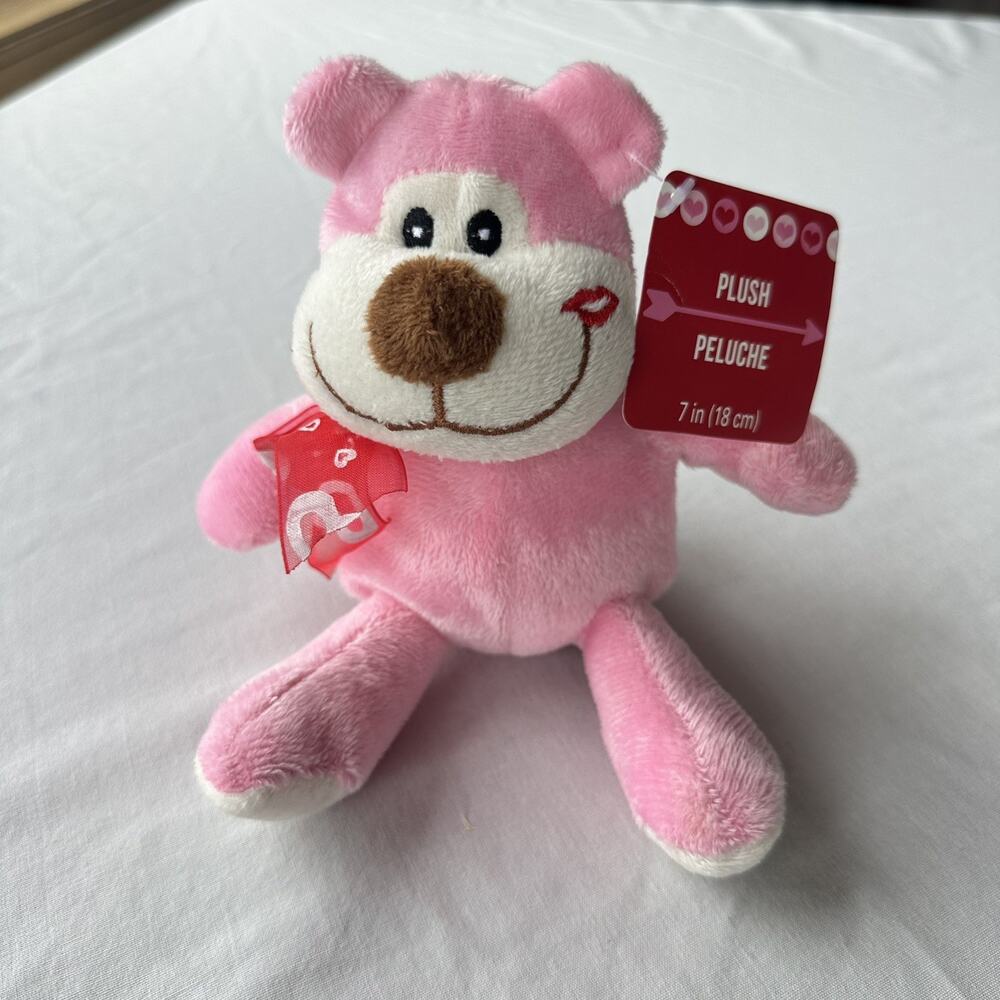 Vintage Y2K Pink Valentine Teddy Bear Plush Greenbrier 6" 2009 Cute Ribbon NWT